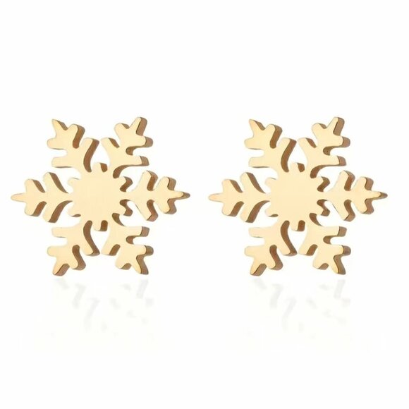 Snowflake Stainless Steel Stud Small Earrings 1 pair choose color #1147 - Picture 6 of 7